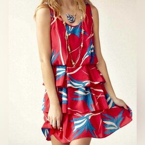 Anthropologie Sariah Ribbon Grass 100% silk dress Size 0